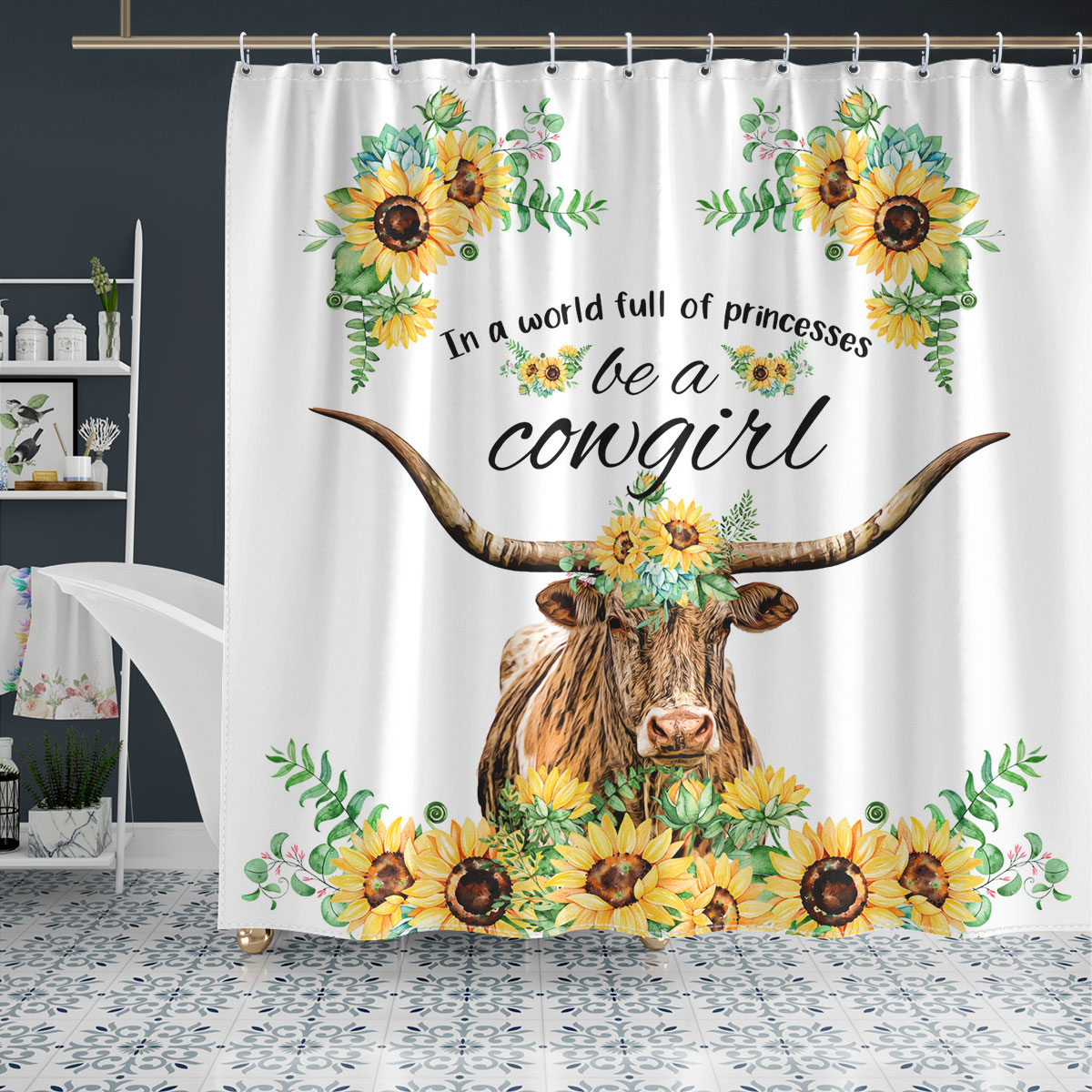 TX Longhorn Be A Cowgirl Shower Curtain