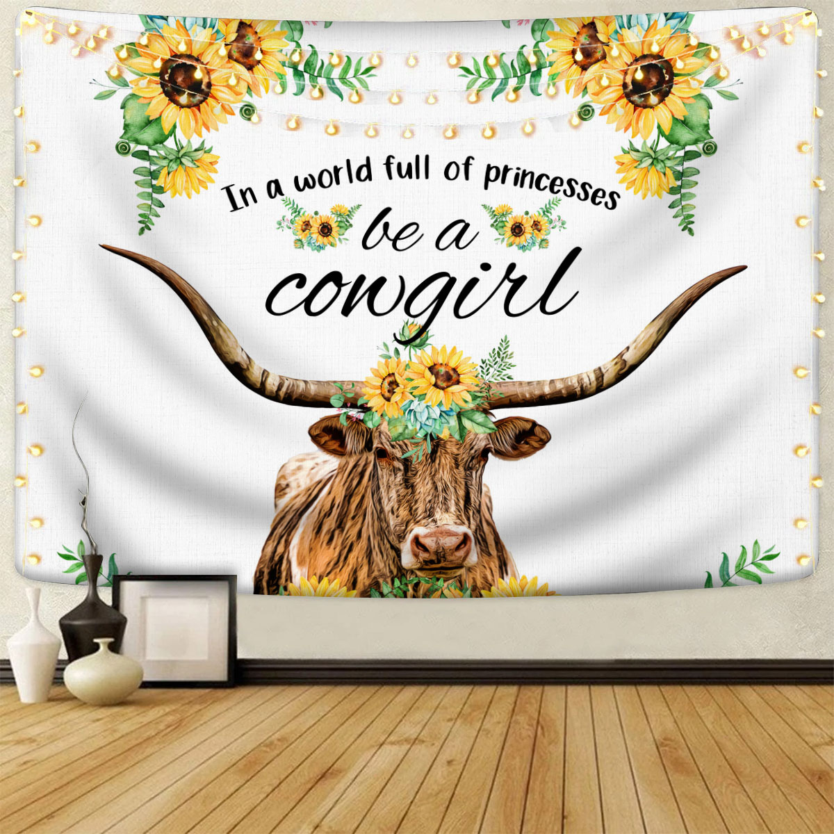 TX Longhorn Be A Cowgirl Tapestry