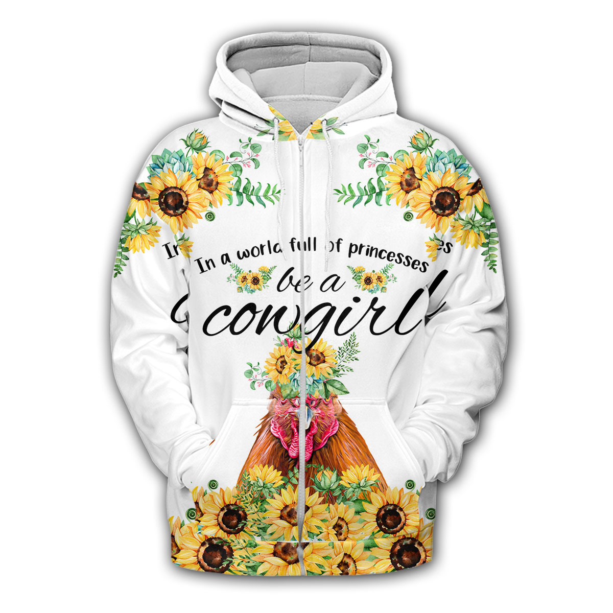 Chicken Be A Cowgirl Zip Hoodie