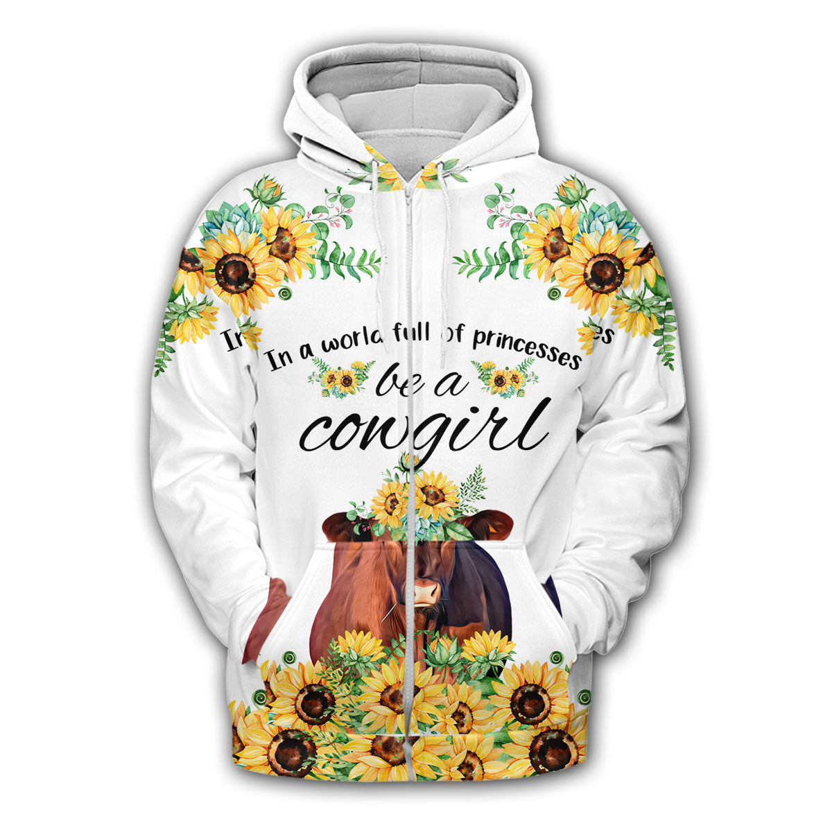 Red Angus Be A Cowgirl Zip Hoodie