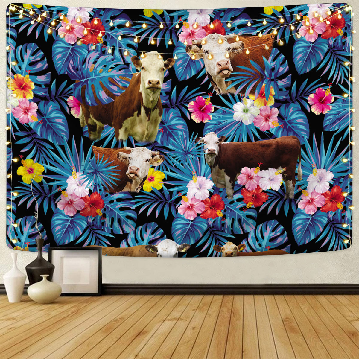 Hereford Tropical Flowers Leaves Pattern Tapestry