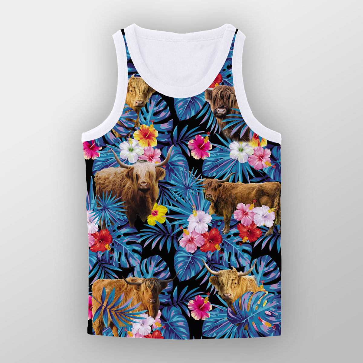 Highland Tropical Flowers Leaves Pattern Unisex Tank Top