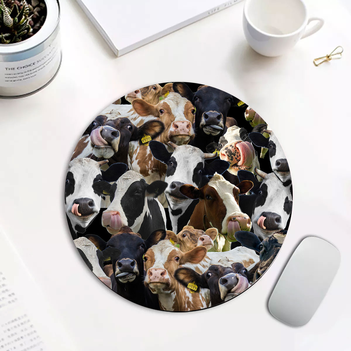 Hostein Herd Pattern Round Mouse Pad