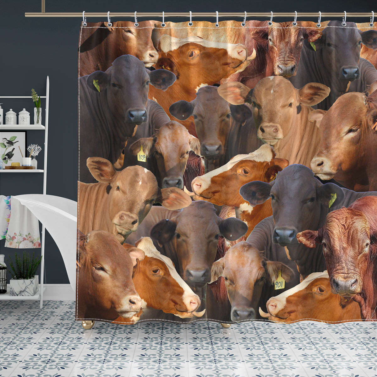 Beefmaster Herd Pattern Shower Curtain