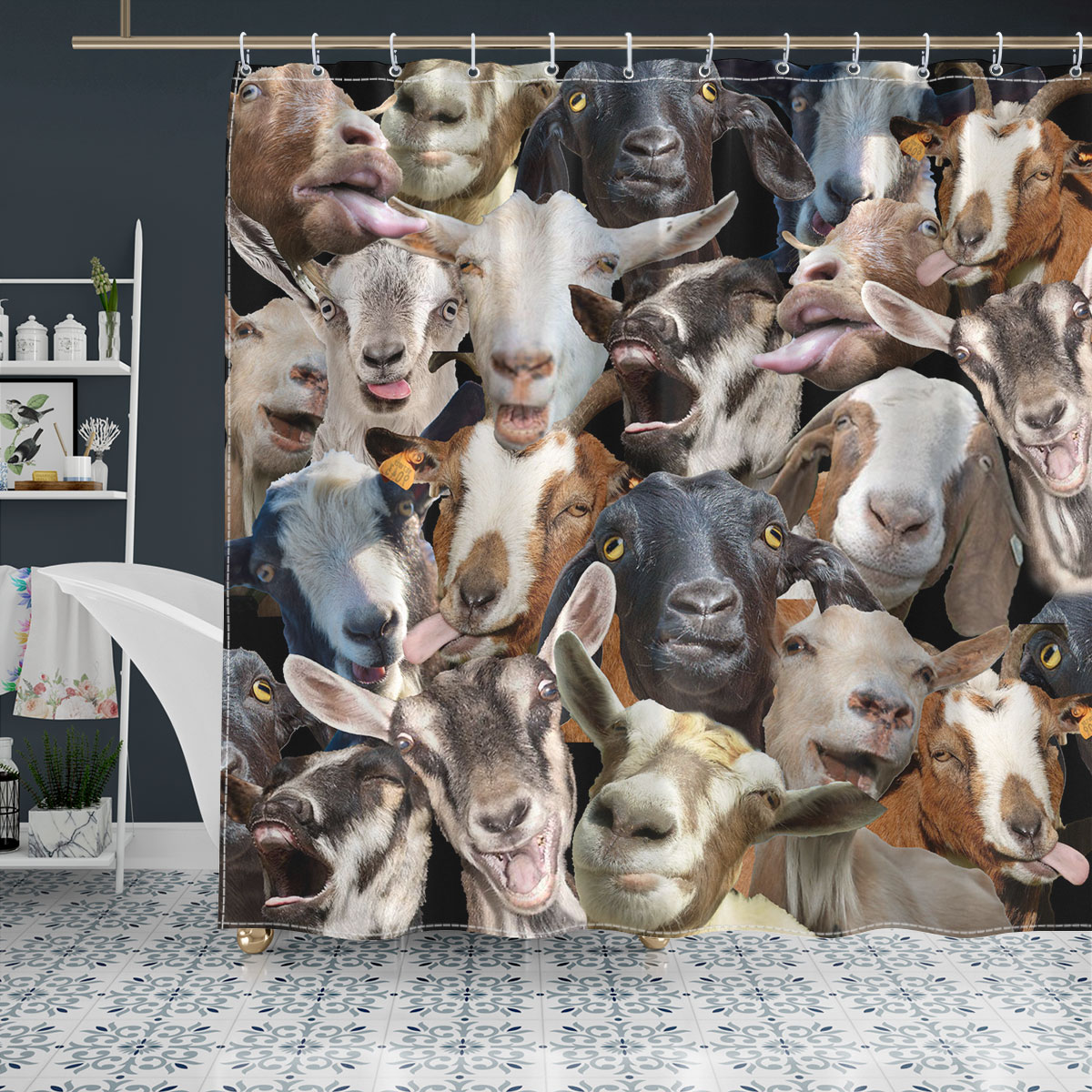 Goat Herd Pattern Shower Curtain