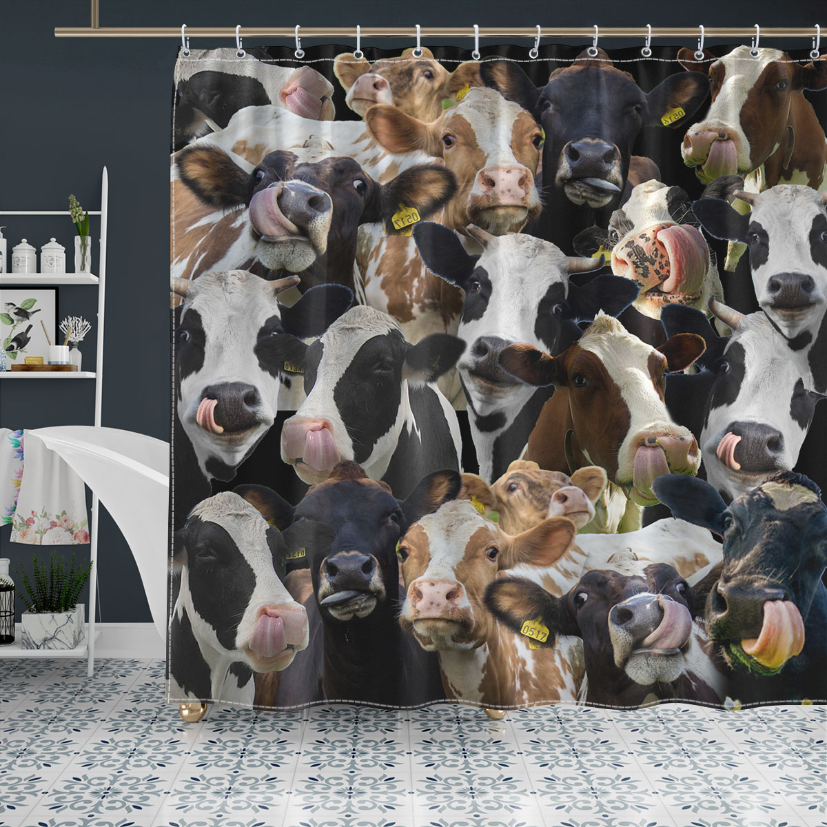 Hostein Herd Pattern Shower Curtain