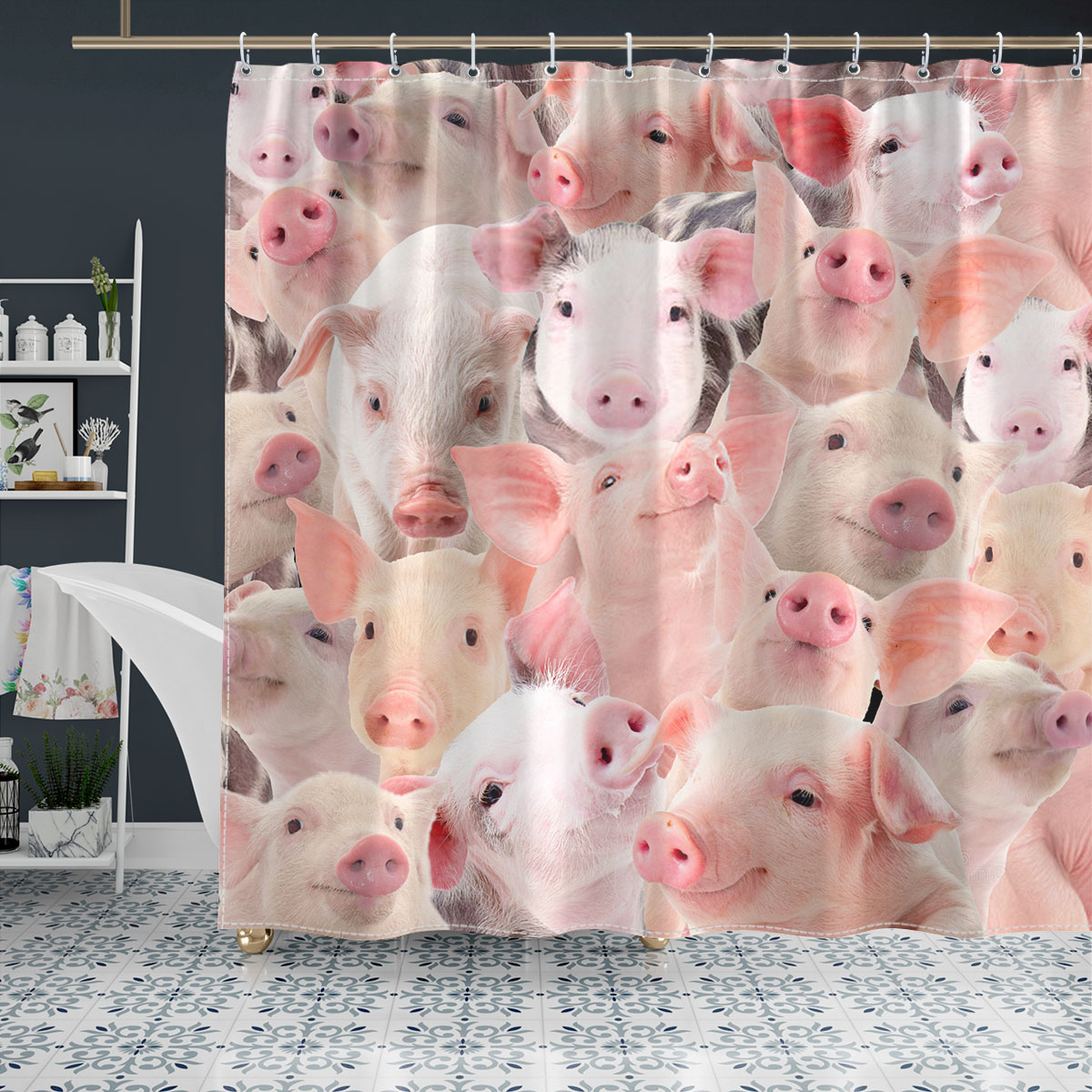 Pig Herd Pattern Shower Curtain