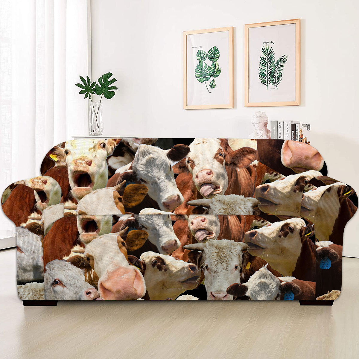 Hereford Herd Pattern Sofa Cover