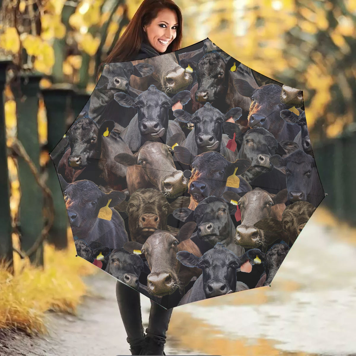 Black Angus Herd Pattern Umbrella
