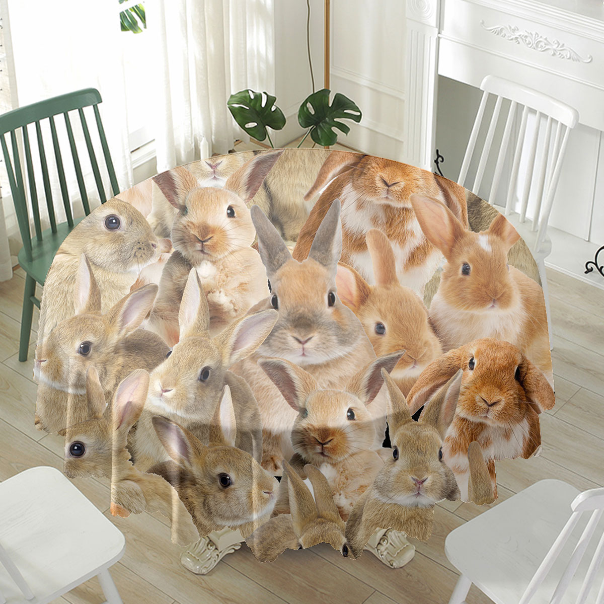 Rabbit Herd Pattern Waterproof Tablecloth