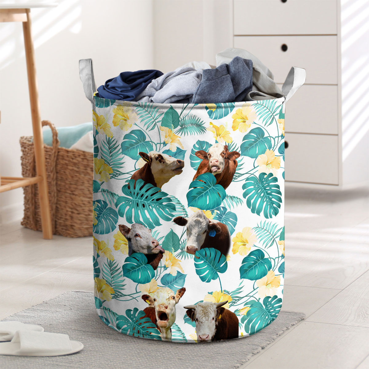 Hereford In Tropical Leaves Pattern Laundry Basket