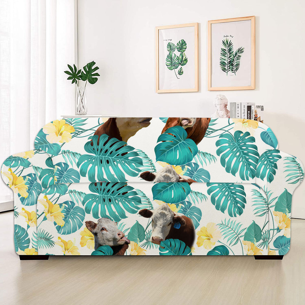 Hereford In Tropical Leaves Pattern Sofa Cover