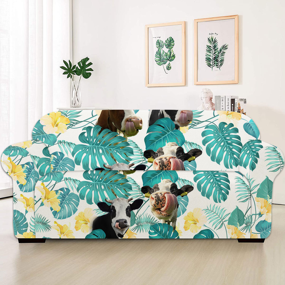 Holstein In Tropical Leaves Pattern Sofa Cover