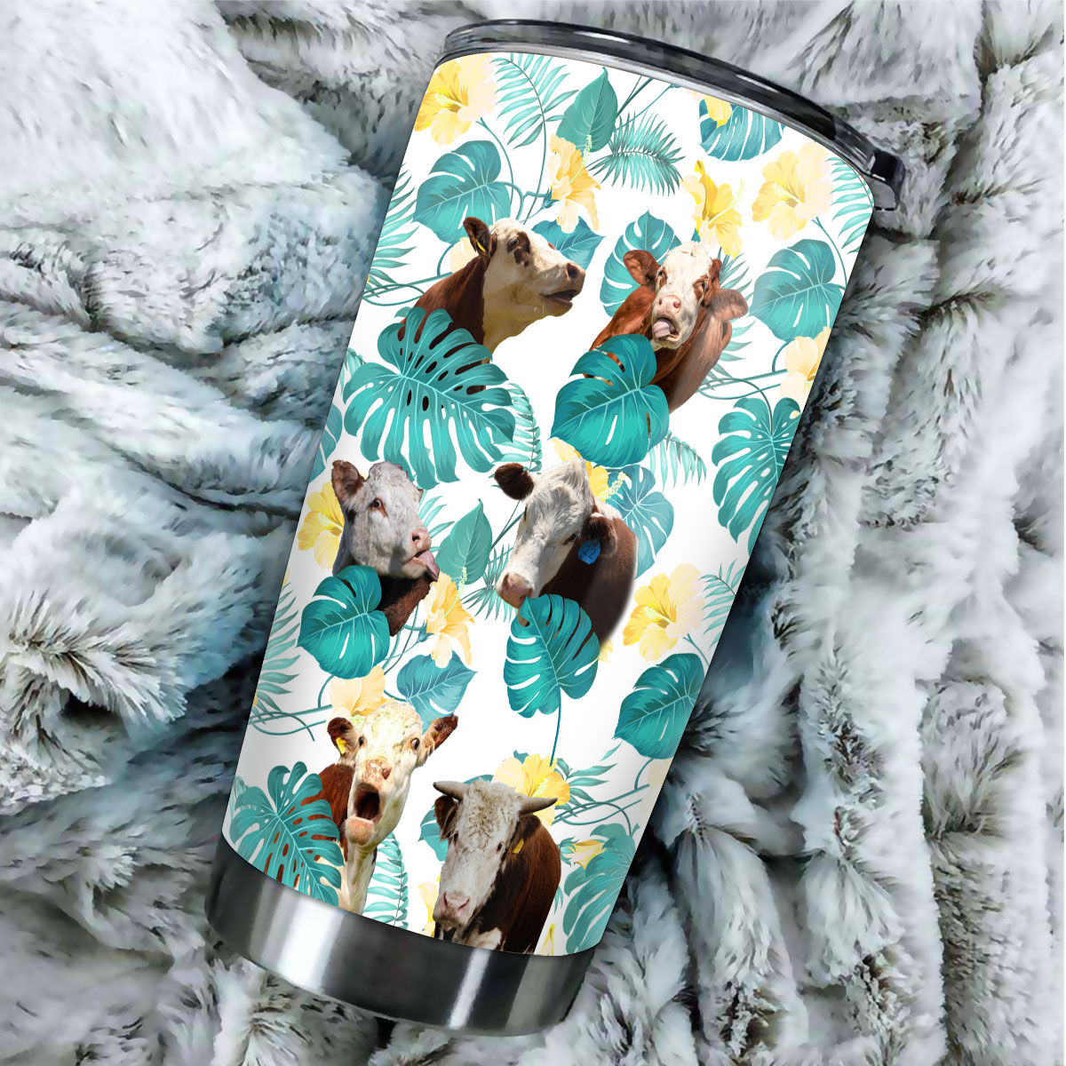 Hereford In Tropical Leaves Pattern Tumbler