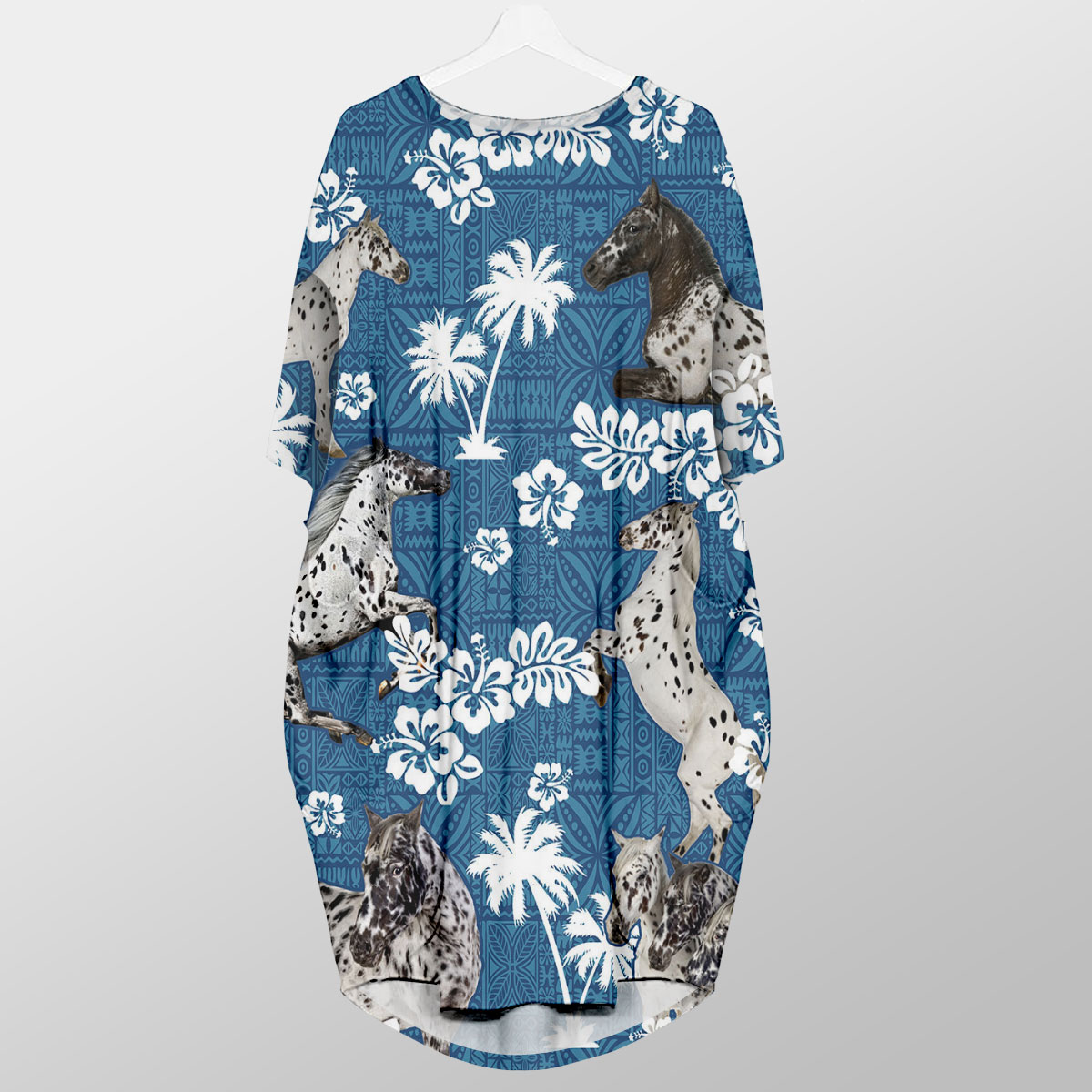 Appaloosa Horse Tropical Flower Blue Tribal Pocket Dress