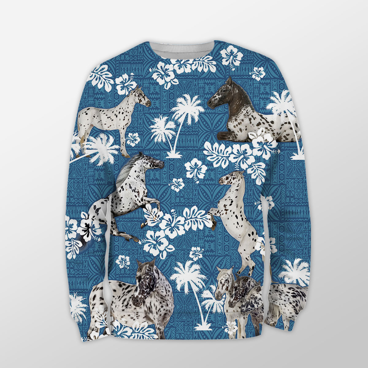 Appaloosa Horse Tropical Flower Blue Tribal Sweatshirt
