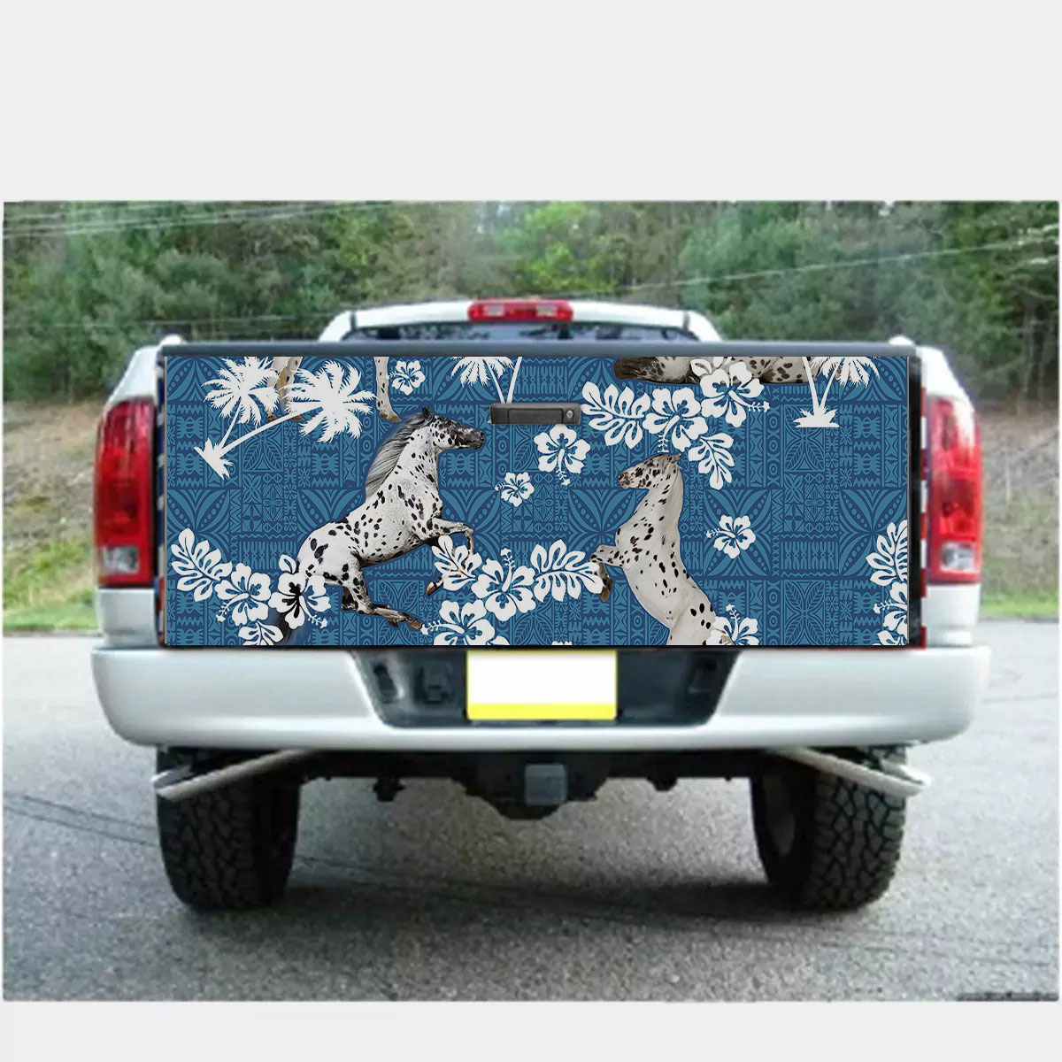 Appaloosa Horse Tropical Flower Blue Tribal Truck Bed Decal