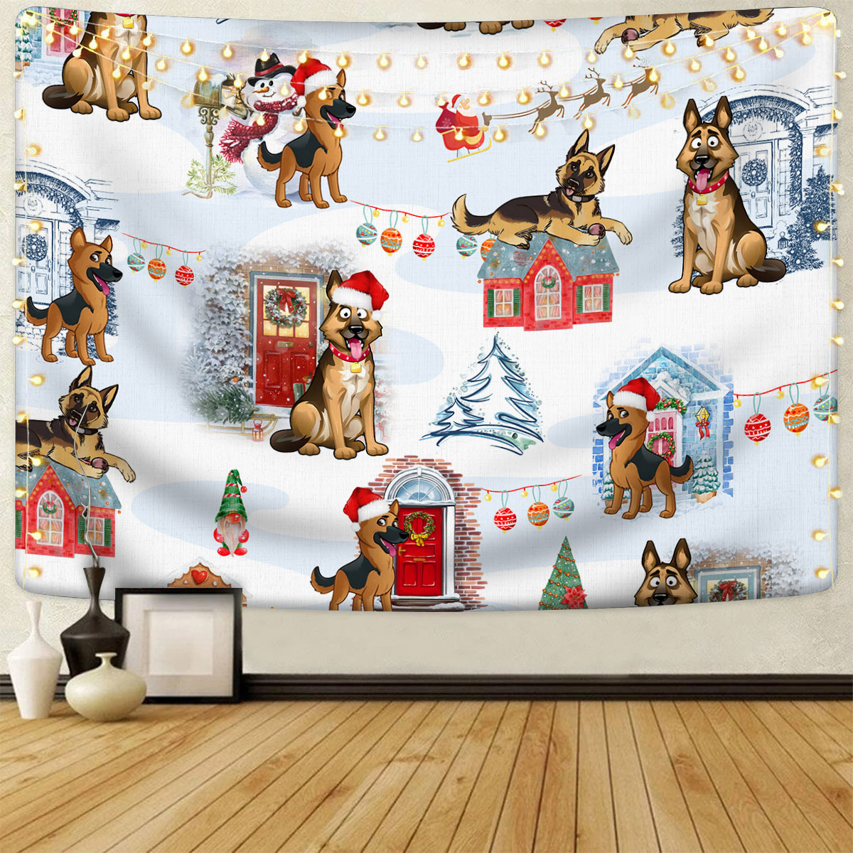 German Shepherd Christmas Door Dog Tapestry