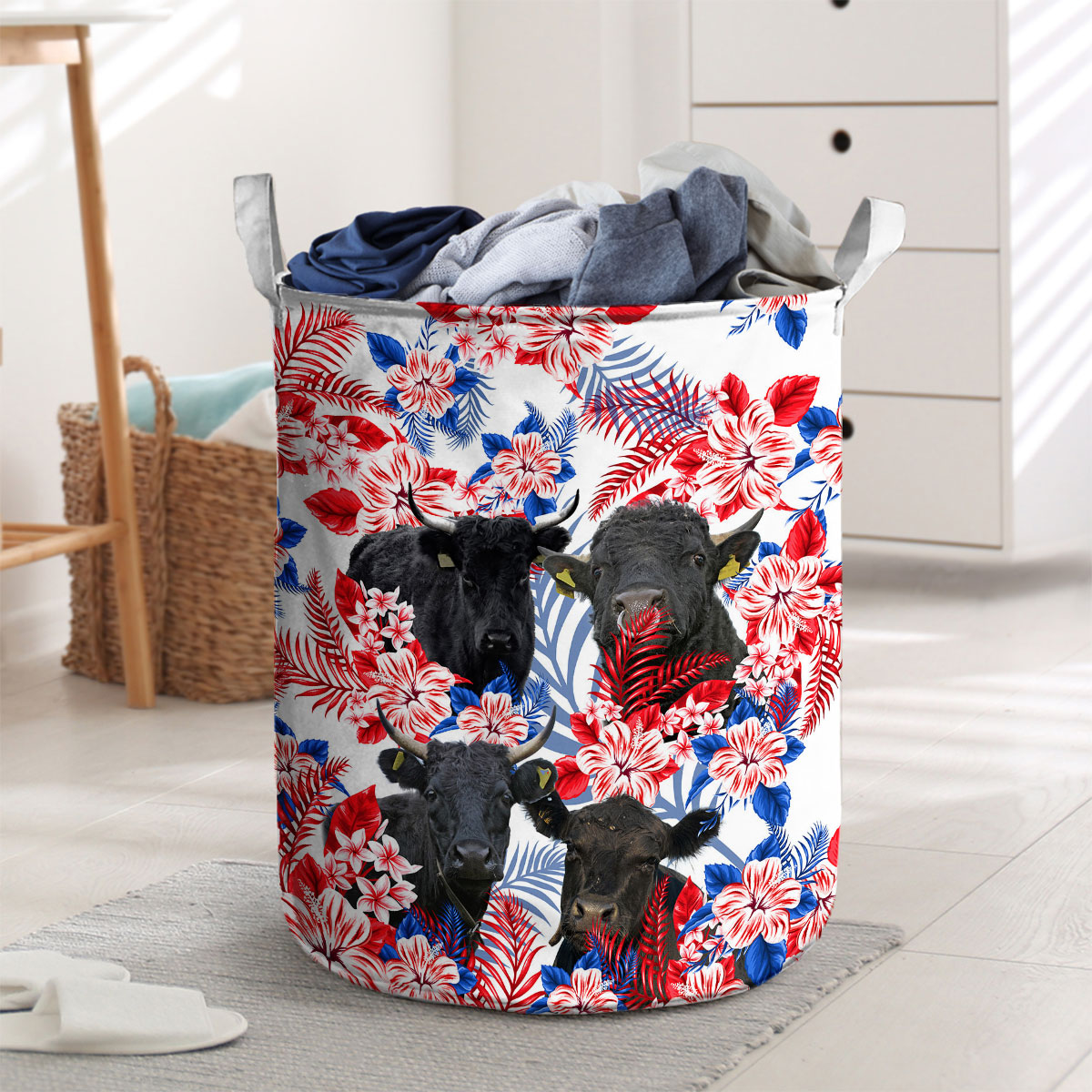 Dexter Red Hibiscus Flower Laundry Basket