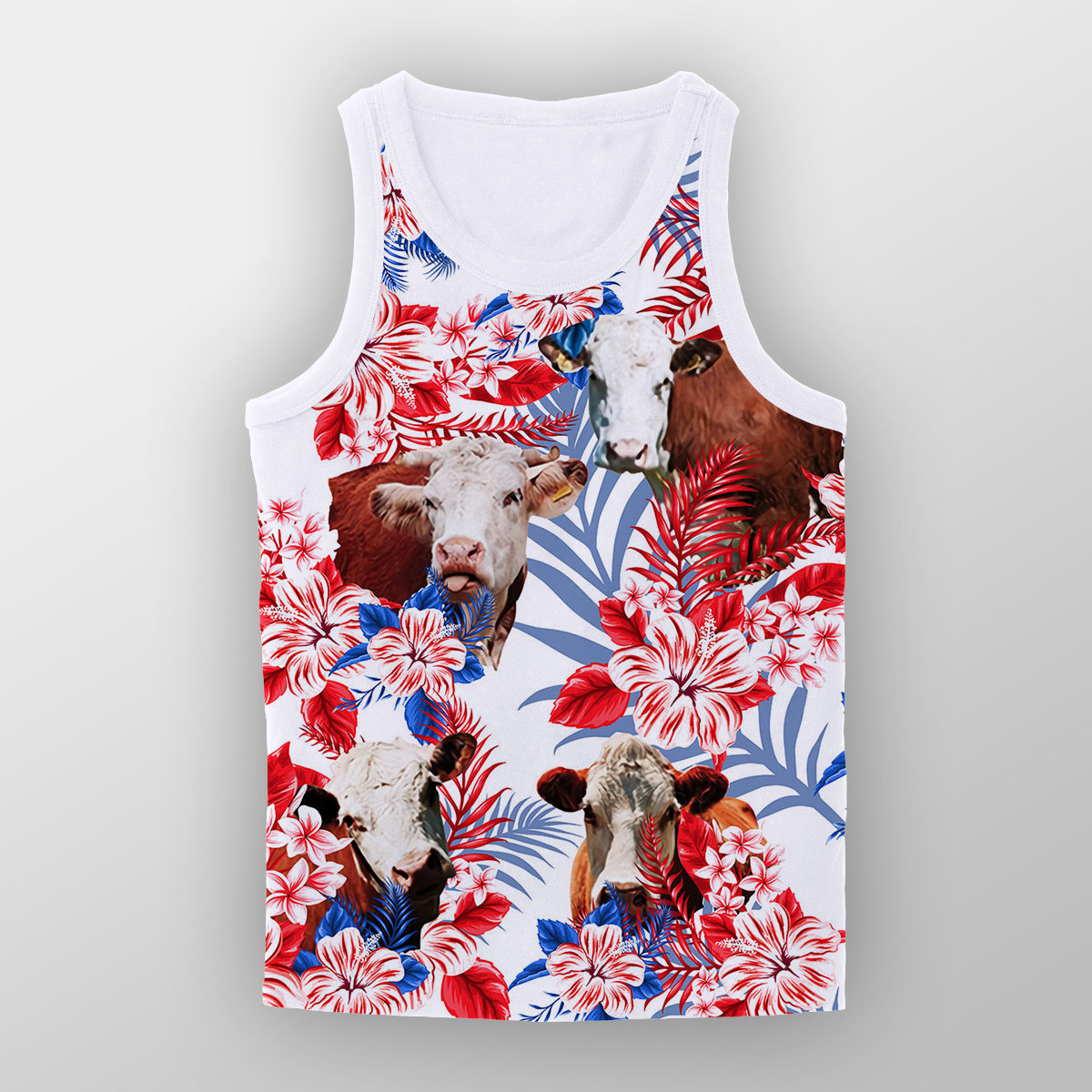 Hereford Red Hibiscus Flower Unisex Tank Top