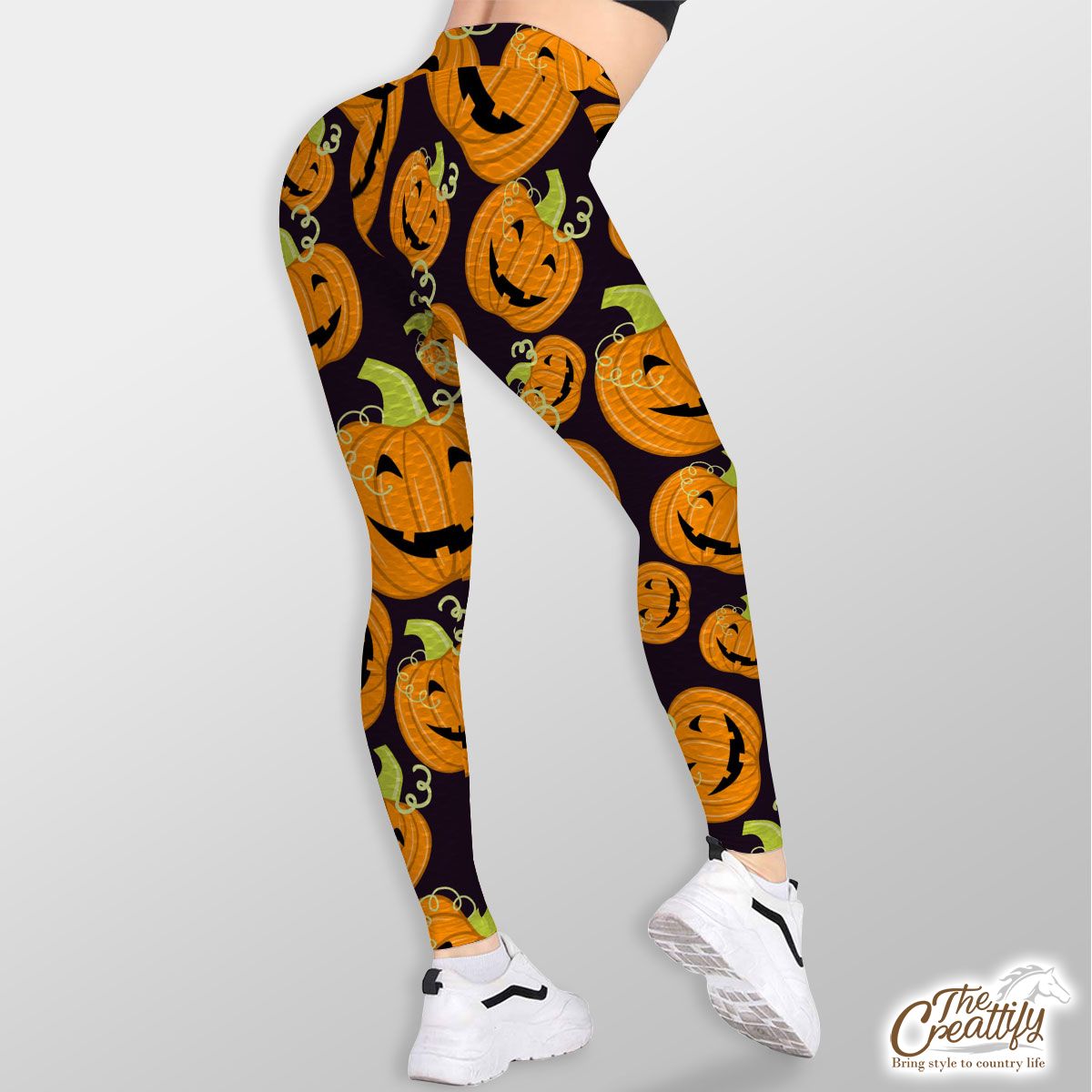 Halloween Pumpkin Scary Jack O Lantern TikTok Leggings