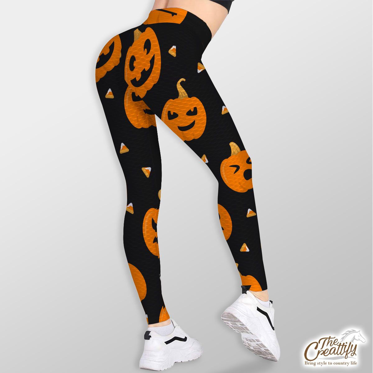 Pumpkin Halloween Scary Jack O Lantern Medium TikTok Leggings