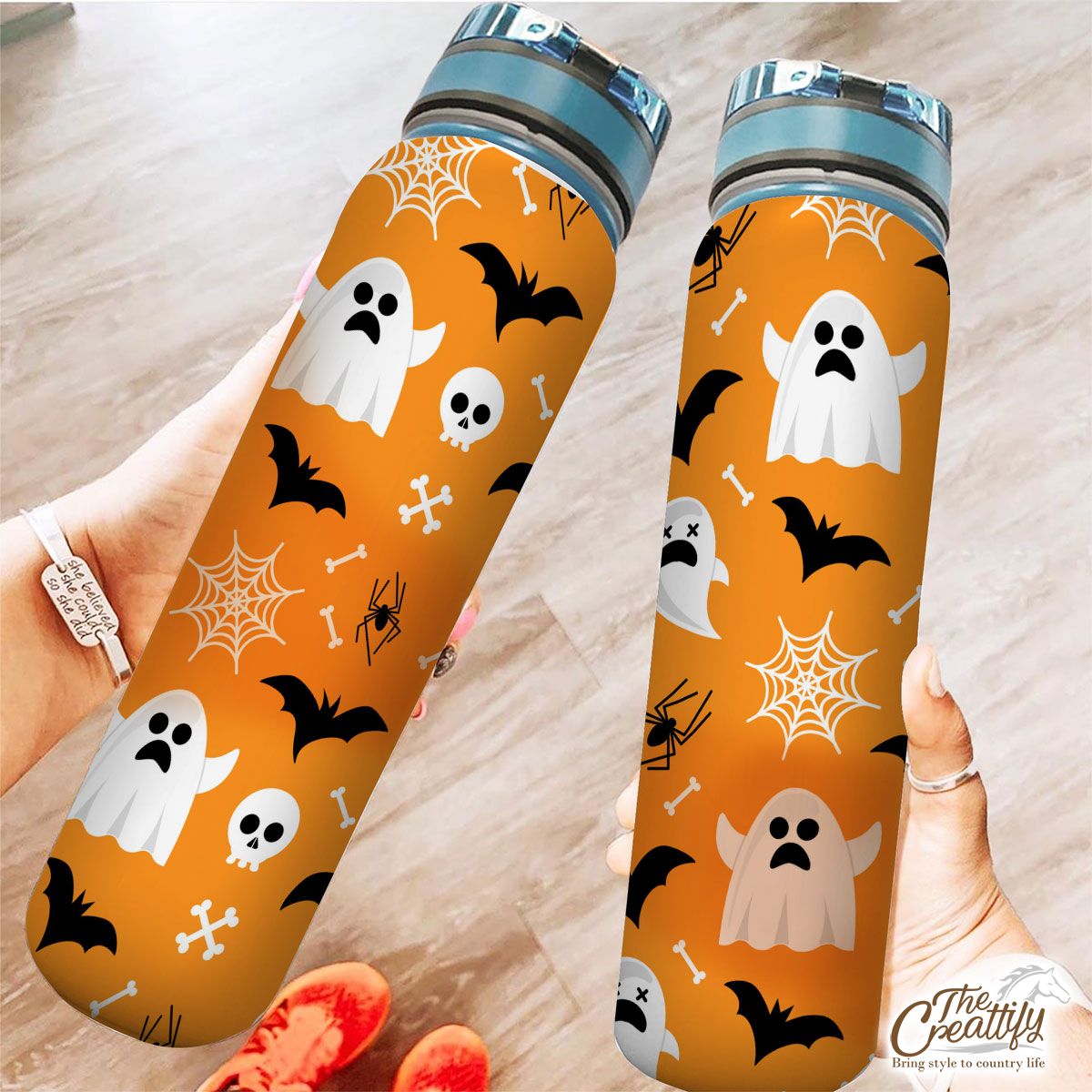 Cute Halloween Ghost Boo and Bat Tracker Bottle