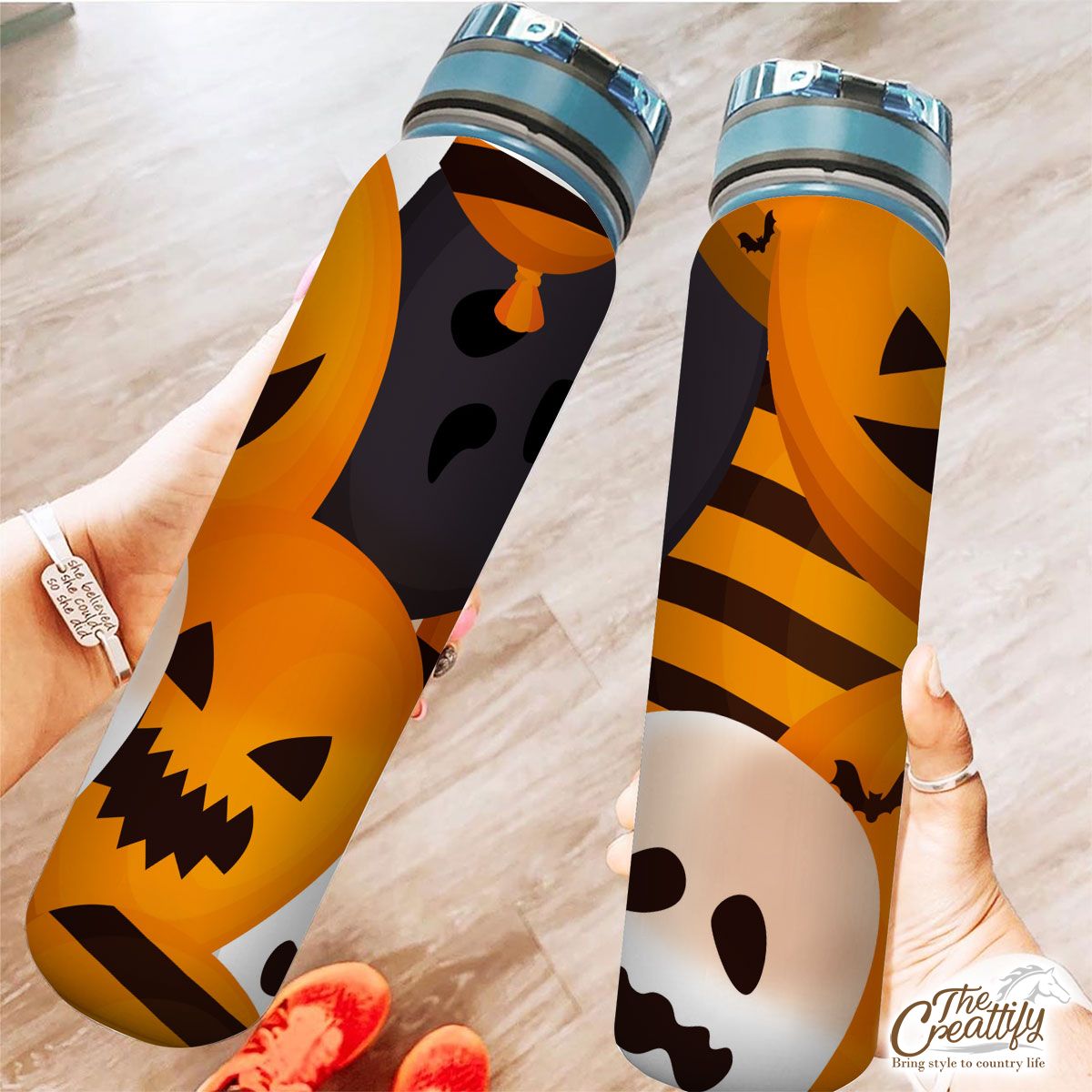 Halloween Balloons With Scary Faces Tracker Bottle