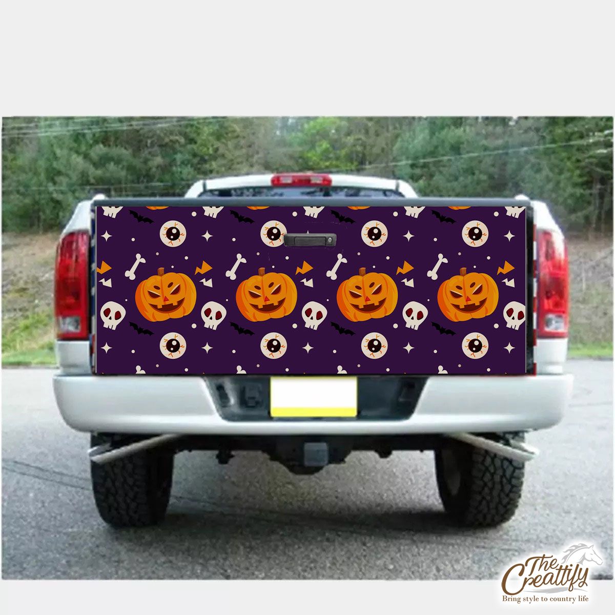 Best Halloween Pumpkin Face, Jack O Lantern, Horror Bats Truck Bed Decal