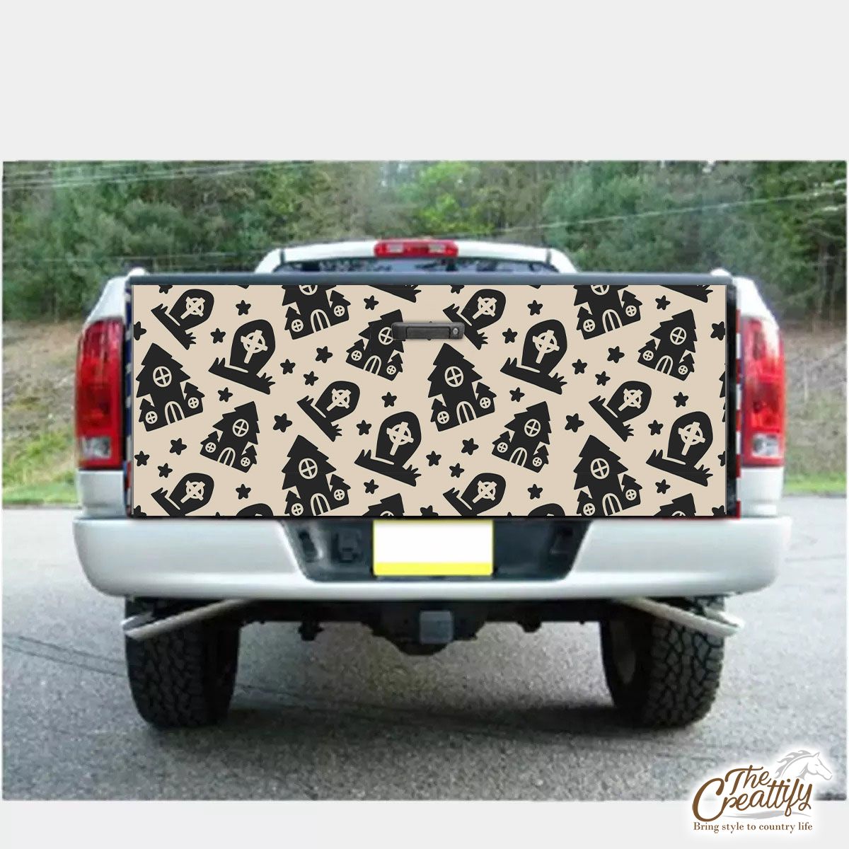 Black And White Halloween Headstone Truck Bed Decal