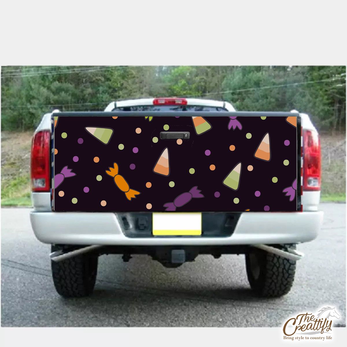 Black Halloween Candy Seamless Pattern Truck Bed Decal