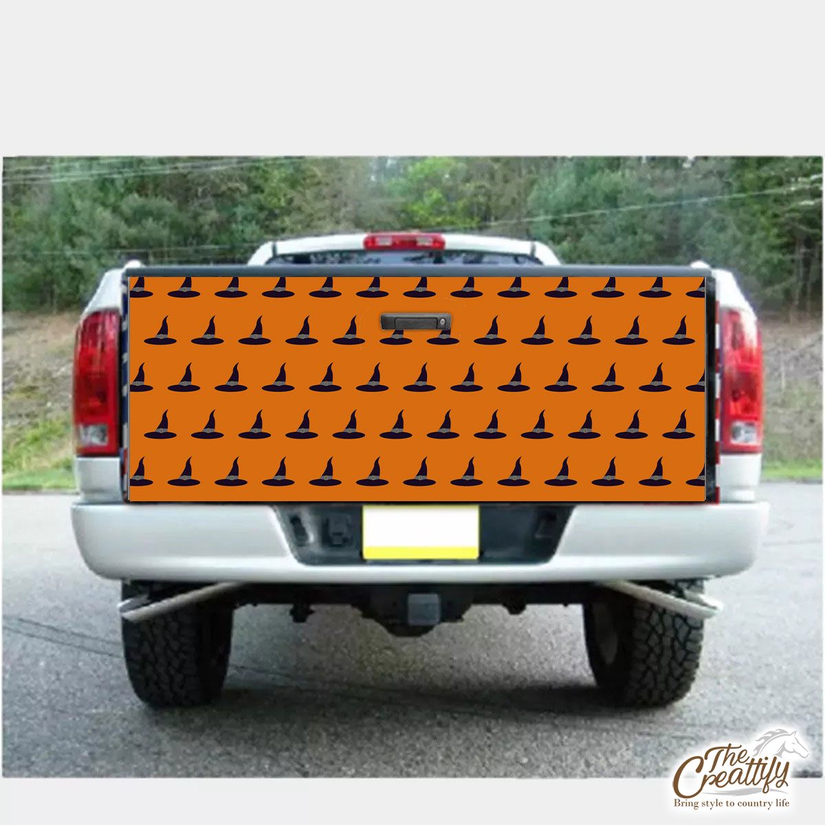 Black Witch Hat On Halloween Background Truck Bed Decal