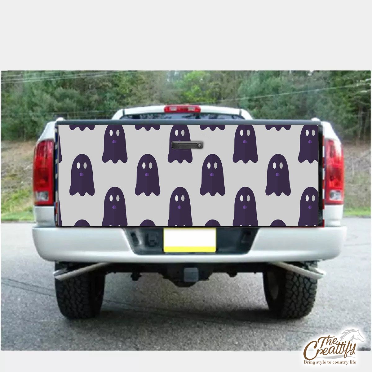Cute And Funny Purple Boo Ghost Halloween Truck Bed Decal