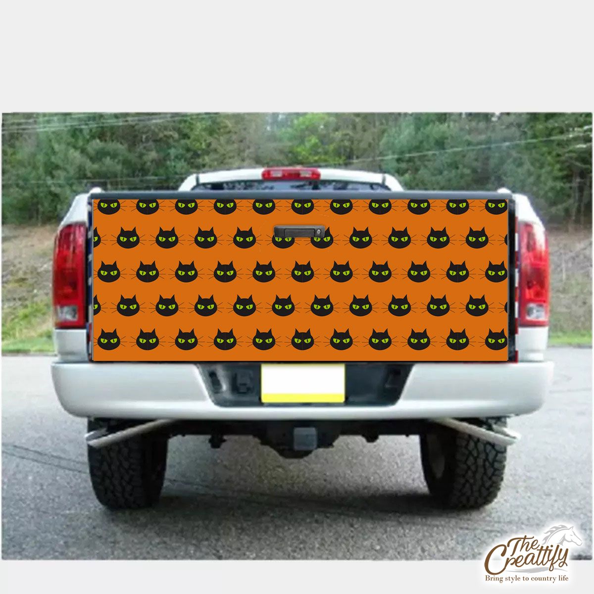 Cute Black Cat On Halloween Background Truck Bed Decal