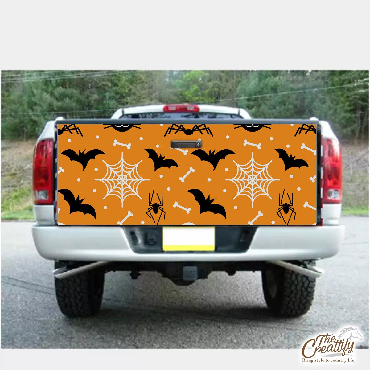 Cute Halloween Ghost  With Cat and Bat Truck Bed Decal