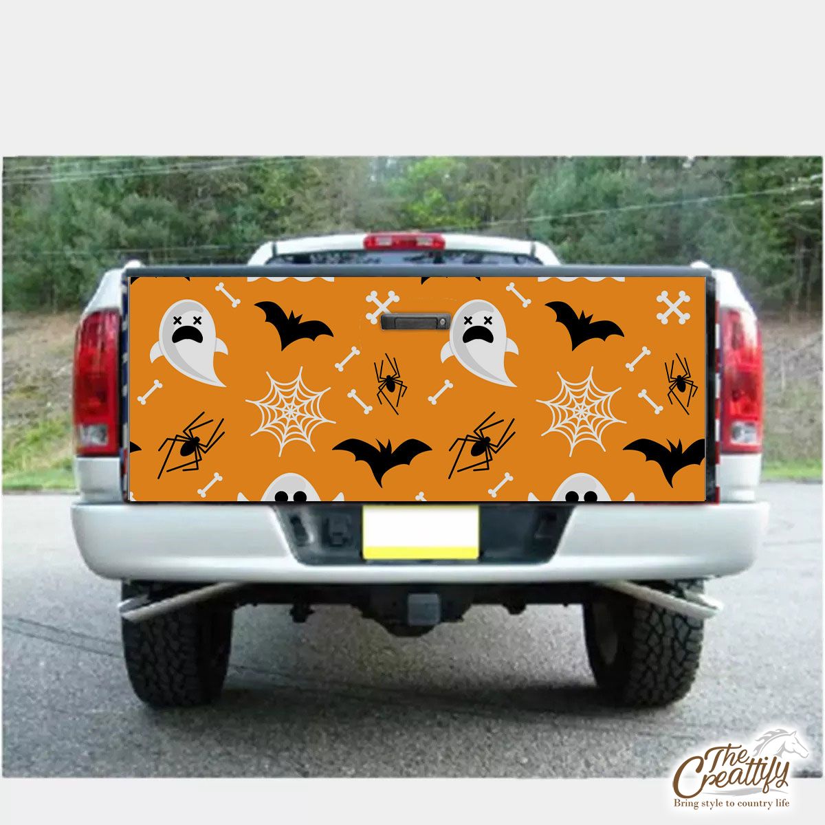 Cute Halloween Ghost Boo and Bat Truck Bed Decal