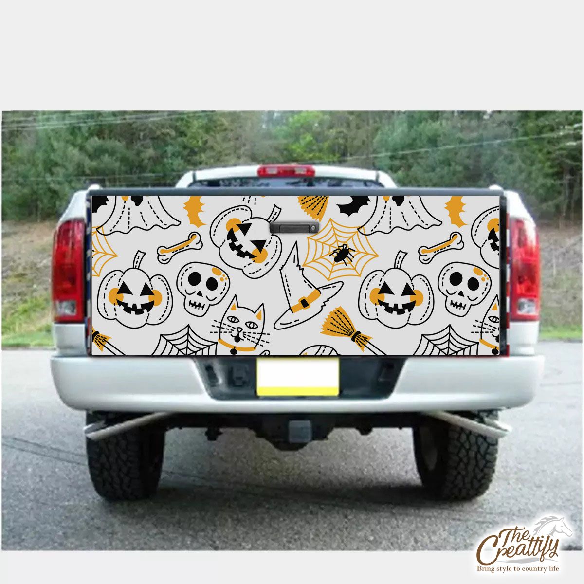 Cute Halloween Pumpkin Face, Jack O Lantern, Halloween Skeleton, Wicked Witches, Black Cat Truck Bed Decal