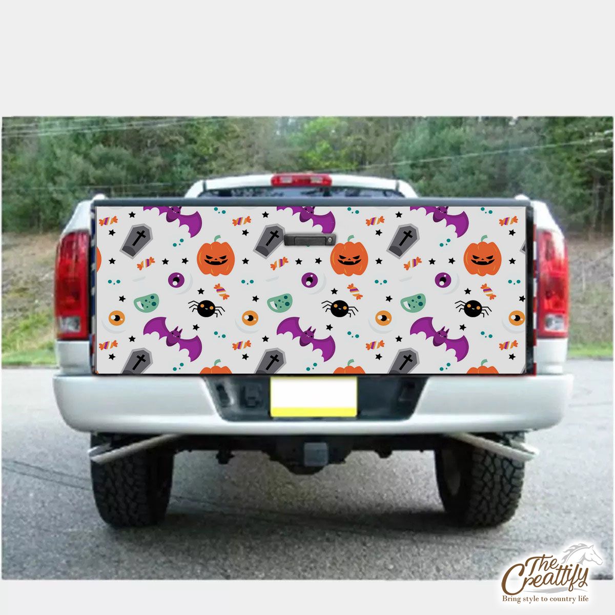 Cute Halloween Pumpkin Face, Jack O Lantern, Halloween Skeleton, Wicked Witches, Spider Truck Bed Decal