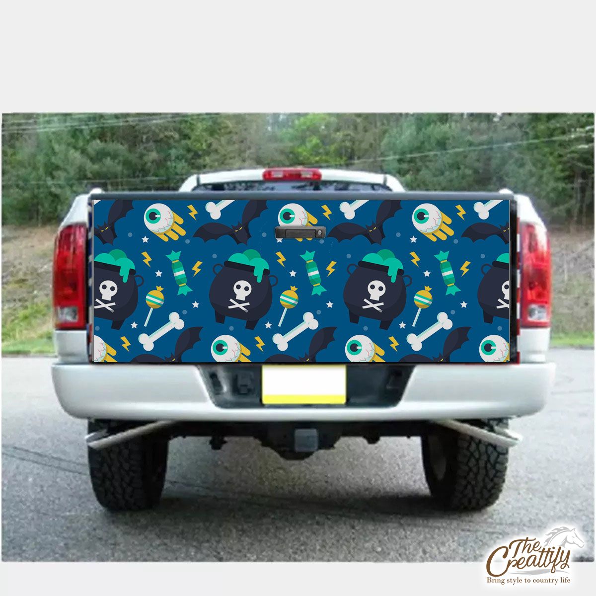 Cute Halloween Skeleton Candy Truck Bed Decal