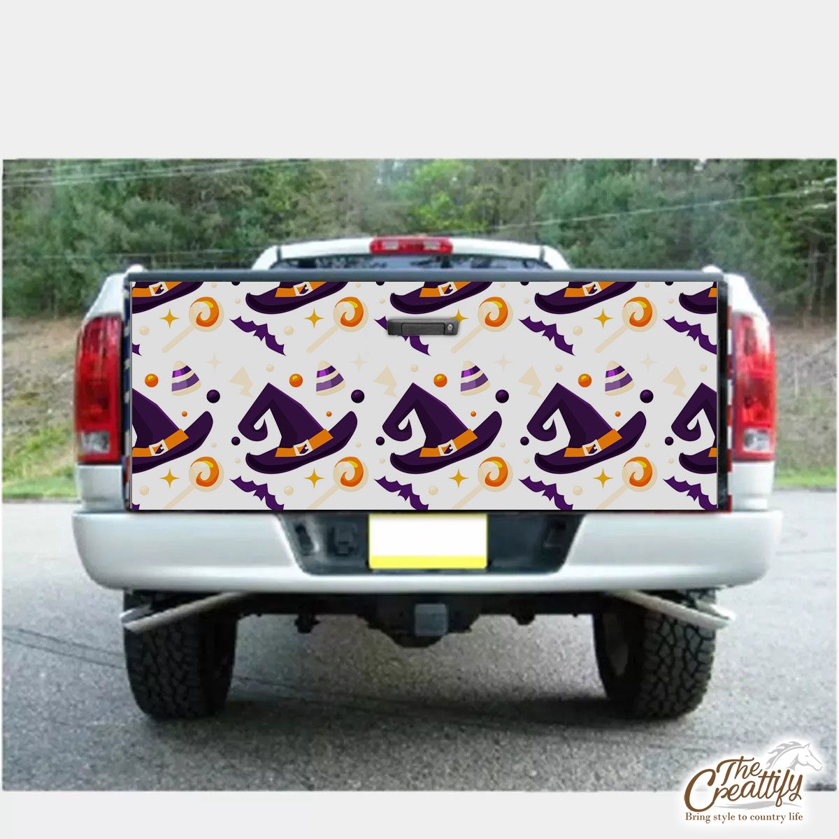 Cute Halloween Witch, Horror Bats, Candy Truck Bed Decal