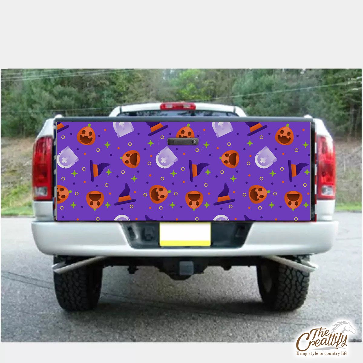 Funny Halloween Pumpkin Face, Jack O Lantern, Wicked Witches Truck Bed Decal