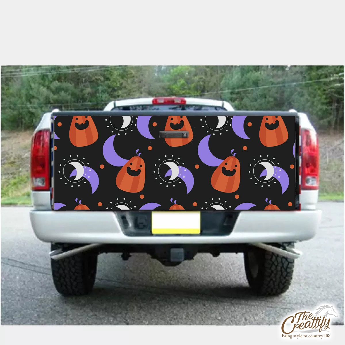 Funny Pumpkin Carving With Crescent Moon Halloween Truck Bed Decal