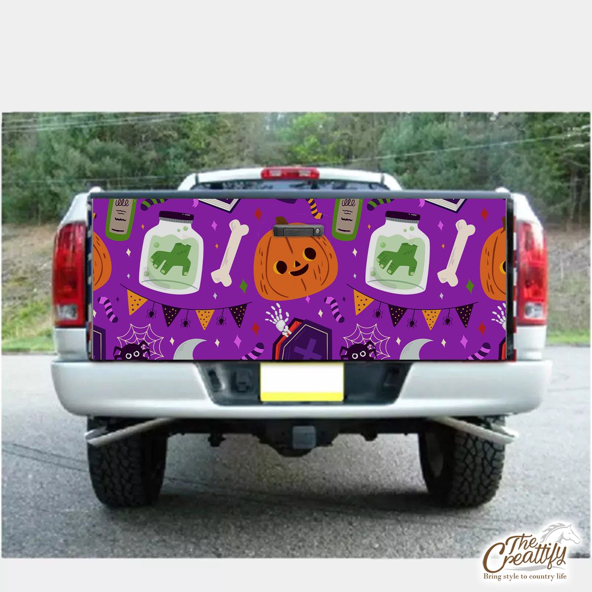 Halloween Horror Nights, Tombstone, Witch Book Purple Truck Bed Decal