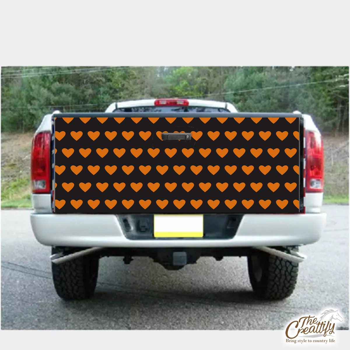 Halloween Orange Heart Seamless Pattern Truck Bed Decal