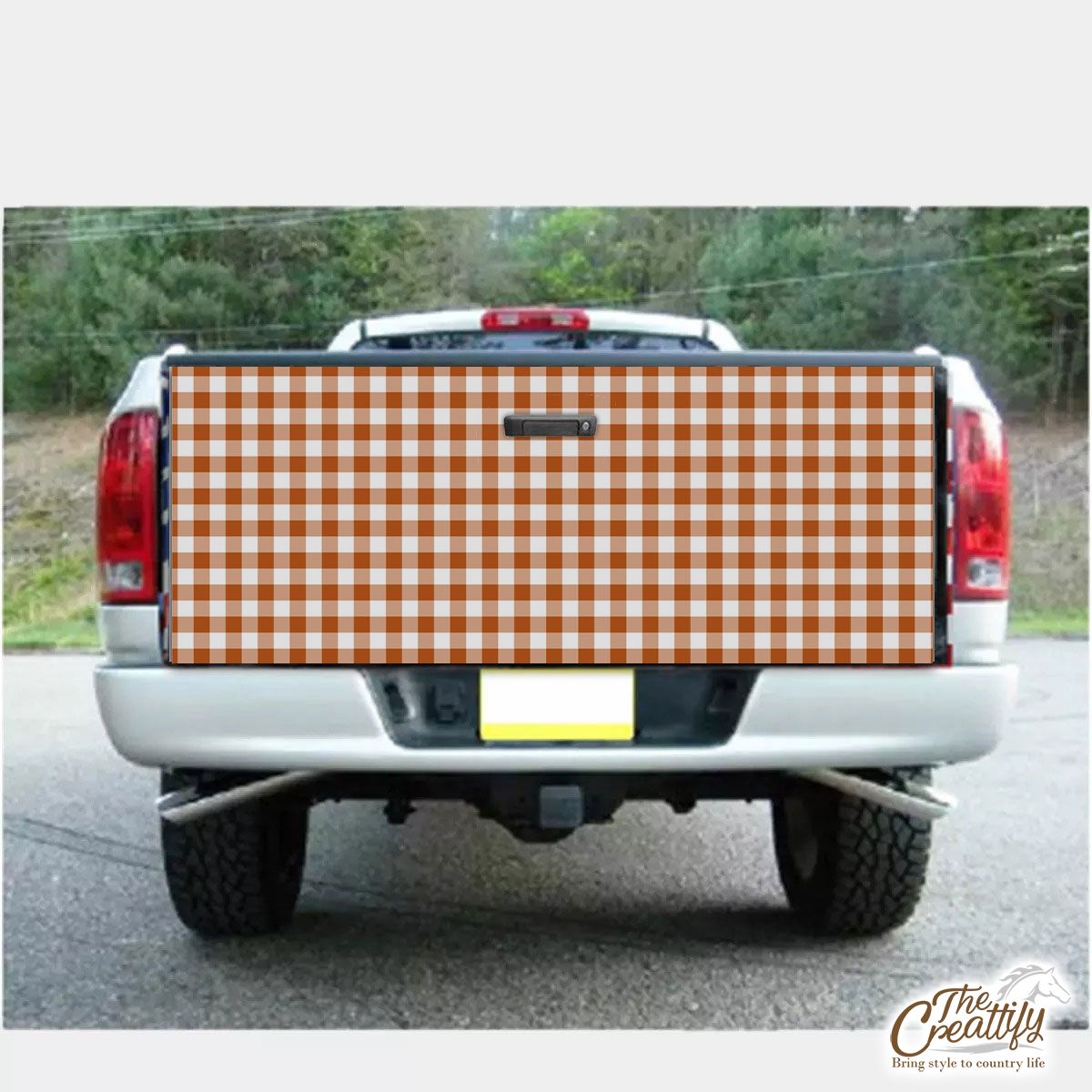 Red And White Plaid Pattern Halloween Truck Bed Decal