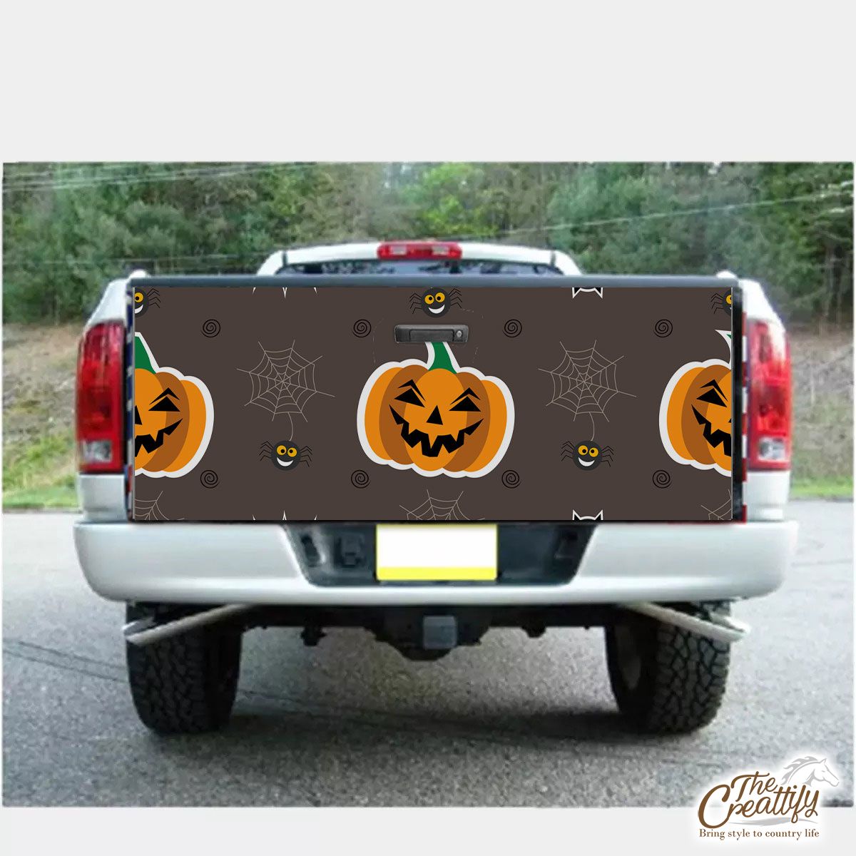 Scary Halloween With Pumpkin Jack O Lantern and Bat Truck Bed Decal