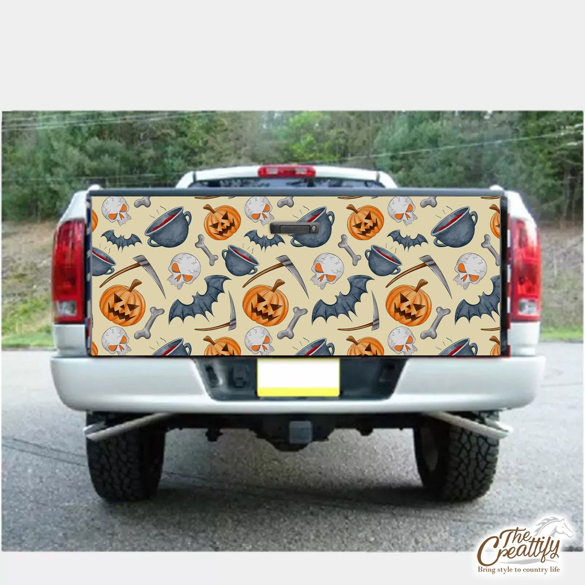 Scary Pumpkin Face On The Spooky Background Halloween Truck Bed Decal