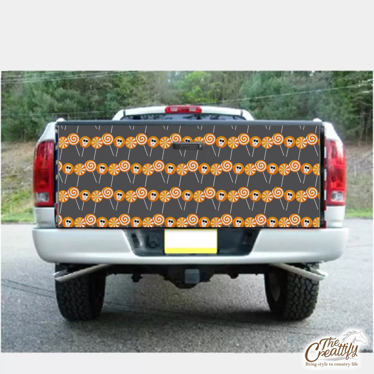 Skull With Halloween Candy Truck Bed Decal