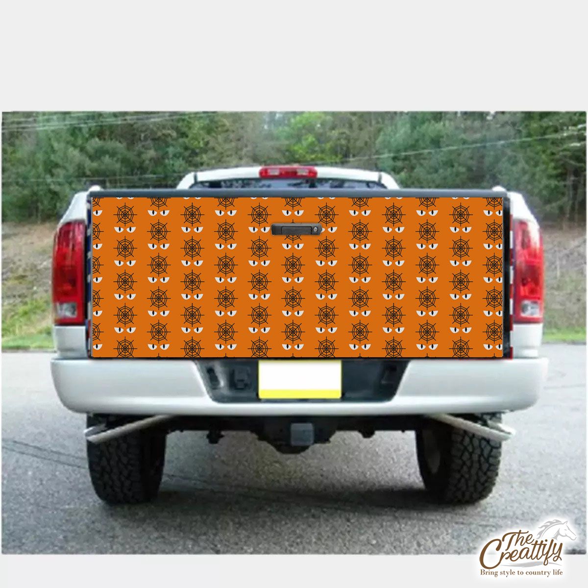 Spider Web Drawing On Halloween Background Truck Bed Decal