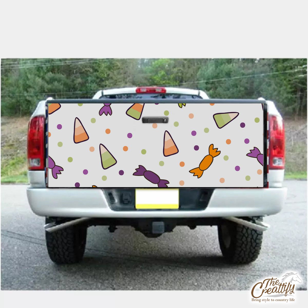White Halloween Candy Seamless Pattern Truck Bed Decal